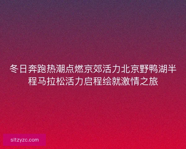 冬日奔跑热潮点燃京郊活力北京野鸭湖半程马拉松活力启程绘就激情之旅 冬日奔跑热潮点燃京郊活力北京野鸭湖半程马拉松活力启程绘就激情之旅