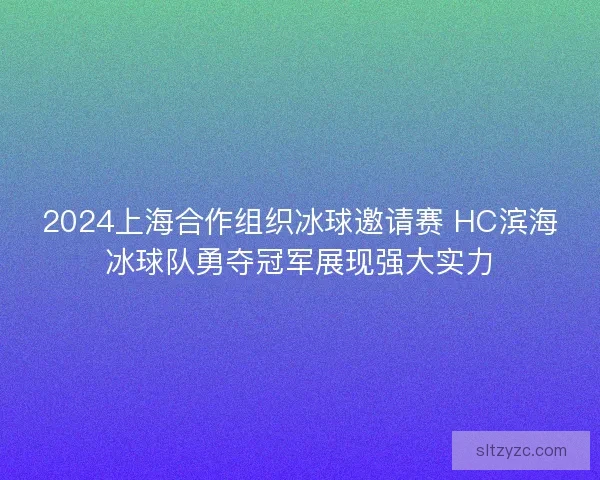 2024上海合作组织冰球邀请赛 HC滨海冰球队勇夺冠军展现强大实力 2024上海合作组织冰球邀请赛 HC滨海冰球队勇夺冠军展现强大实力
