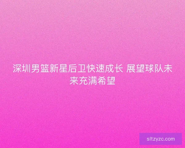 深圳男篮新星后卫快速成长 展望球队未来充满希望 深圳男篮新星后卫快速成长 展望球队未来充满希望
